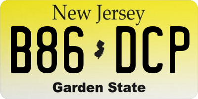 NJ license plate B86DCP