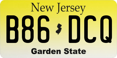 NJ license plate B86DCQ