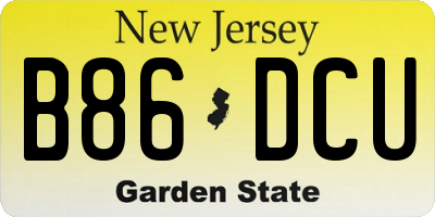 NJ license plate B86DCU