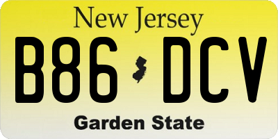 NJ license plate B86DCV