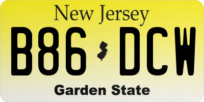 NJ license plate B86DCW