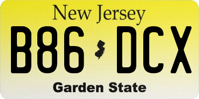 NJ license plate B86DCX