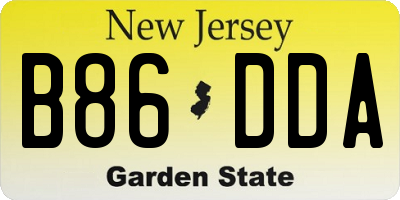 NJ license plate B86DDA