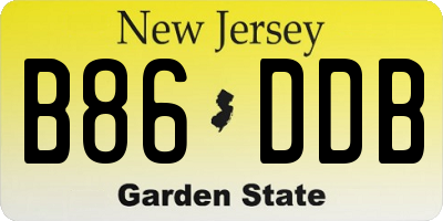 NJ license plate B86DDB