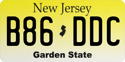 NJ license plate B86DDC