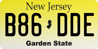 NJ license plate B86DDE