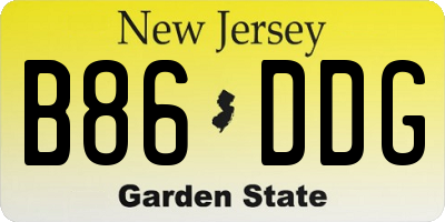 NJ license plate B86DDG