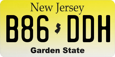 NJ license plate B86DDH