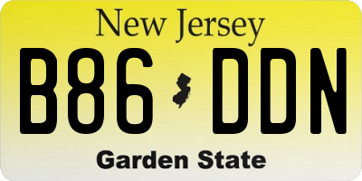 NJ license plate B86DDN