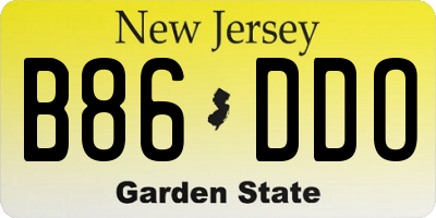 NJ license plate B86DDO