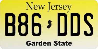 NJ license plate B86DDS