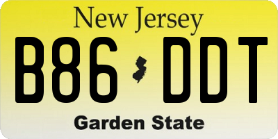 NJ license plate B86DDT