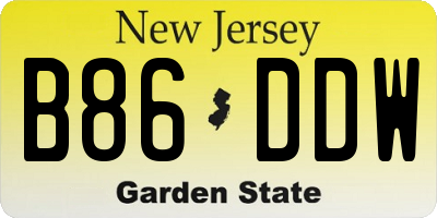 NJ license plate B86DDW