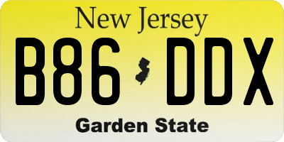 NJ license plate B86DDX