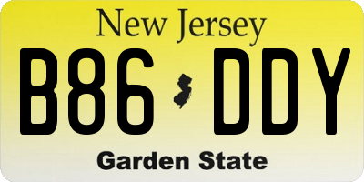 NJ license plate B86DDY