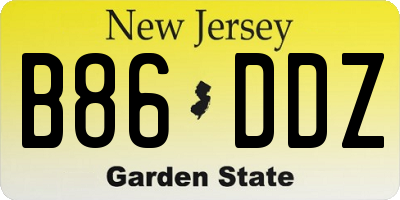 NJ license plate B86DDZ