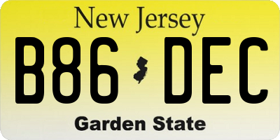 NJ license plate B86DEC