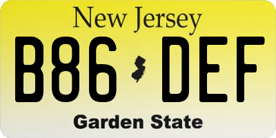 NJ license plate B86DEF