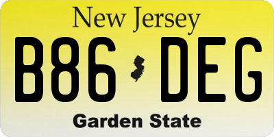 NJ license plate B86DEG
