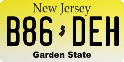 NJ license plate B86DEH
