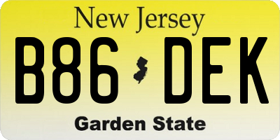 NJ license plate B86DEK