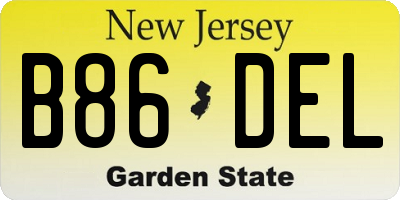 NJ license plate B86DEL