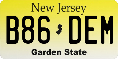 NJ license plate B86DEM
