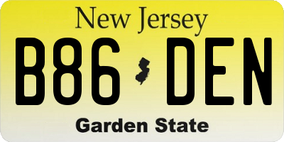 NJ license plate B86DEN