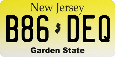 NJ license plate B86DEQ