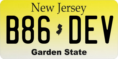 NJ license plate B86DEV