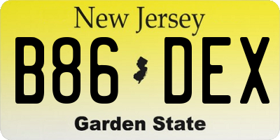 NJ license plate B86DEX