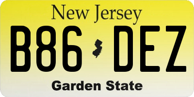 NJ license plate B86DEZ