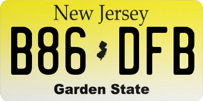 NJ license plate B86DFB