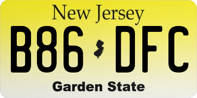 NJ license plate B86DFC