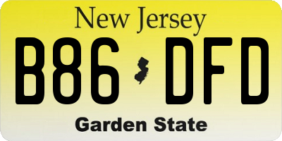 NJ license plate B86DFD