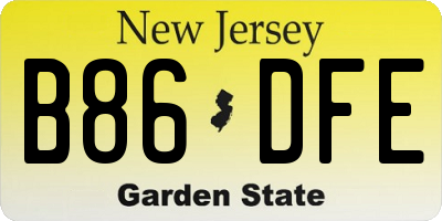 NJ license plate B86DFE