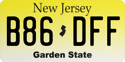 NJ license plate B86DFF