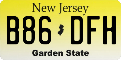 NJ license plate B86DFH