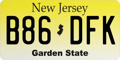 NJ license plate B86DFK