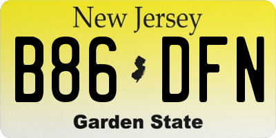 NJ license plate B86DFN