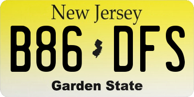 NJ license plate B86DFS