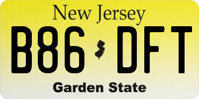 NJ license plate B86DFT