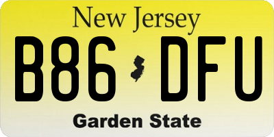NJ license plate B86DFU