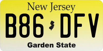 NJ license plate B86DFV