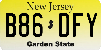 NJ license plate B86DFY