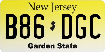 NJ license plate B86DGC