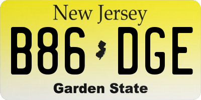 NJ license plate B86DGE