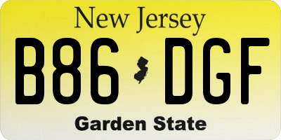 NJ license plate B86DGF