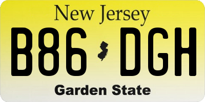 NJ license plate B86DGH