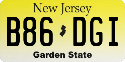 NJ license plate B86DGI